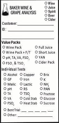 Baker Wine & Grape Analysis Label